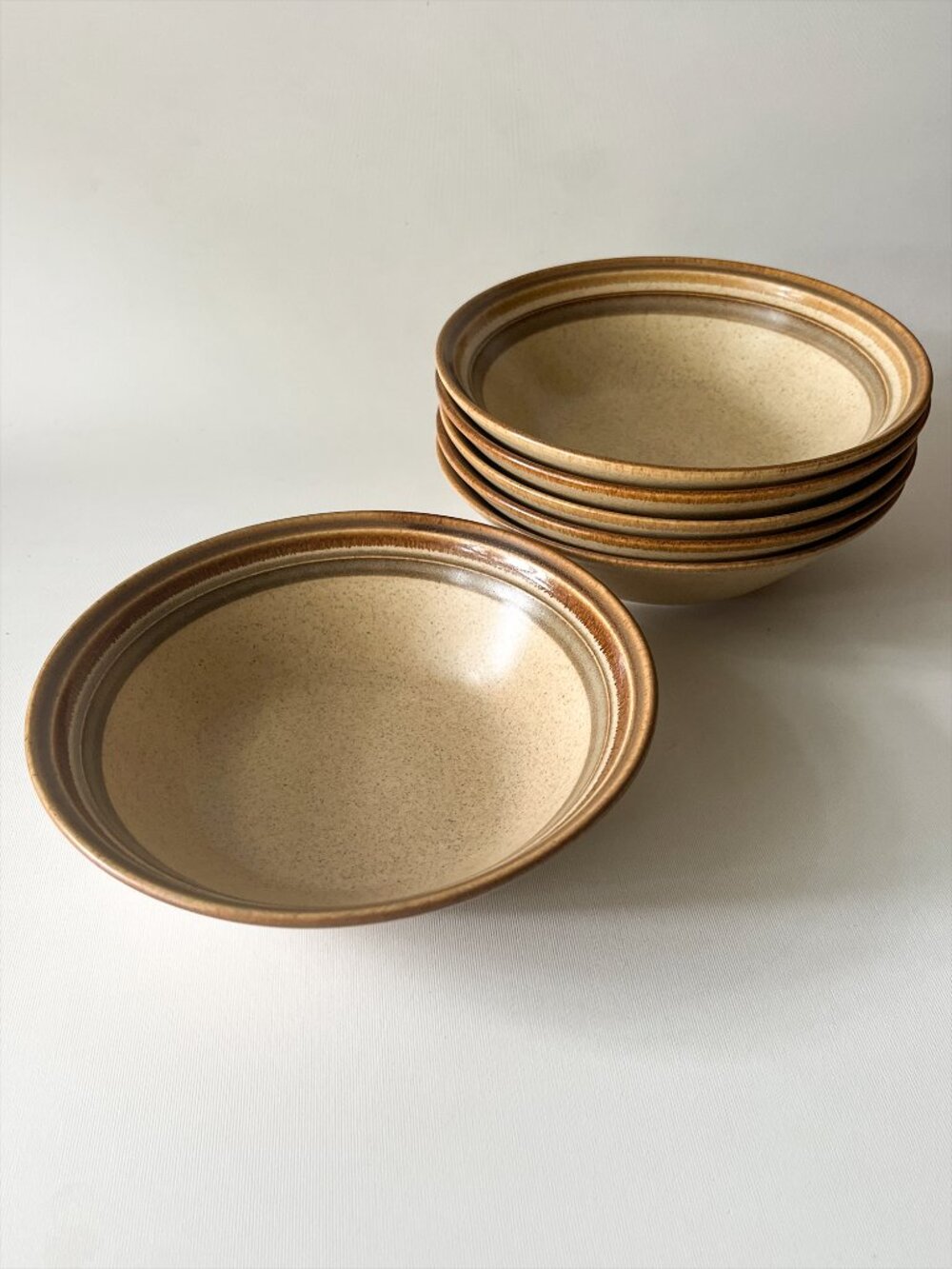 Set 6 Vtg Mikasa Couture Soup Cereal Bowls Stoneware Homespun Country Side 80s